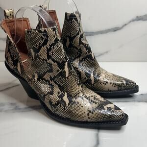 Jeffrey Campbell x Free People Women's Snakeskin Festival Boho Ankle Boots Sz 7